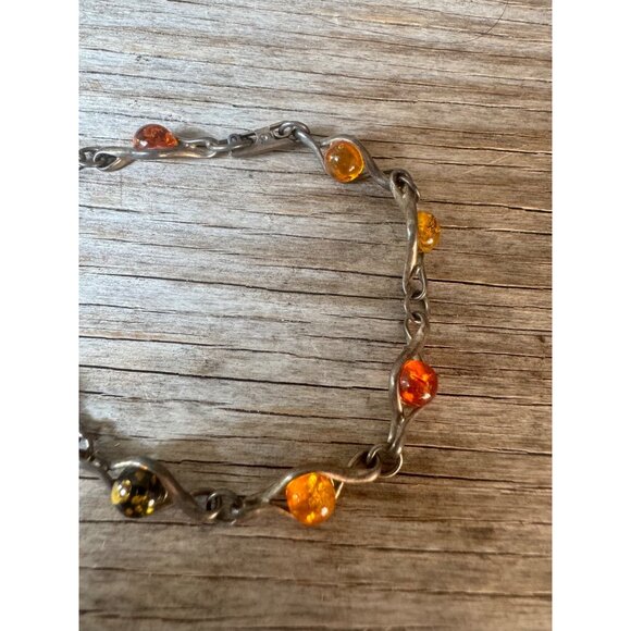 Vintage Baltic Amber And Sterling Silver 925  Bracelet 8" - Picture 3 of 7